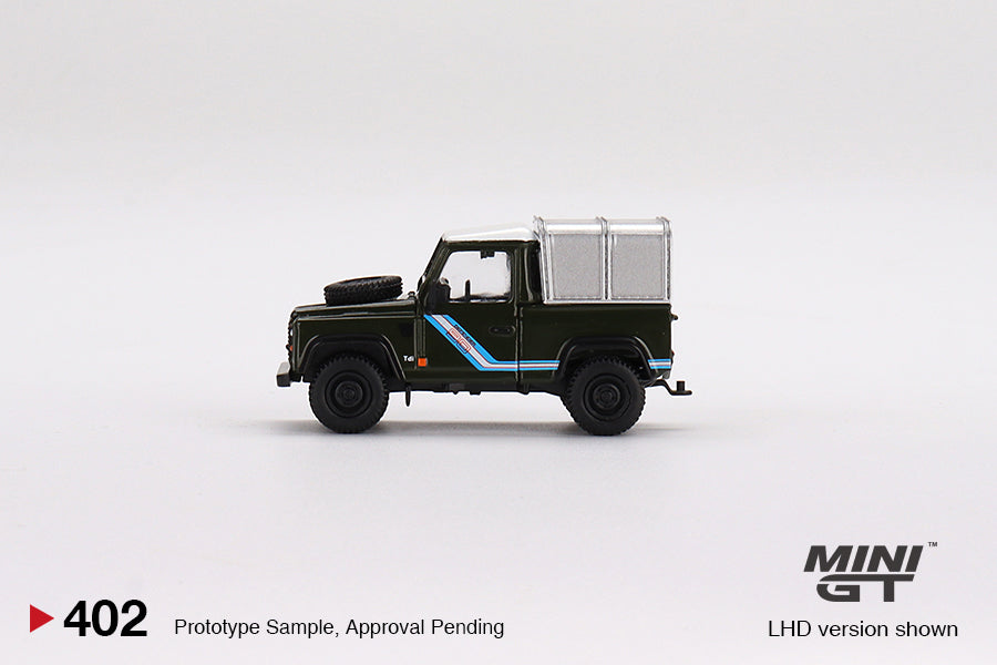 MiniGT 1:64 Land Rover Defender 90 Pickup Bronze Green – MiJo Exclusive #402