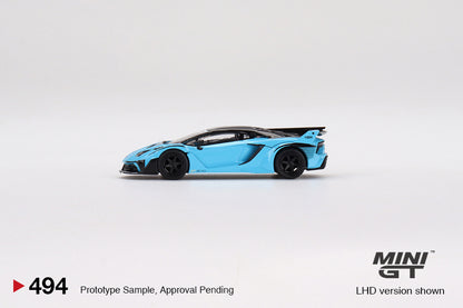 MiniGT 1:64 Lamborghini LB-Silhouette WORKS Aventador GT EVO – Baby Blue – MiJo Exclusive #494