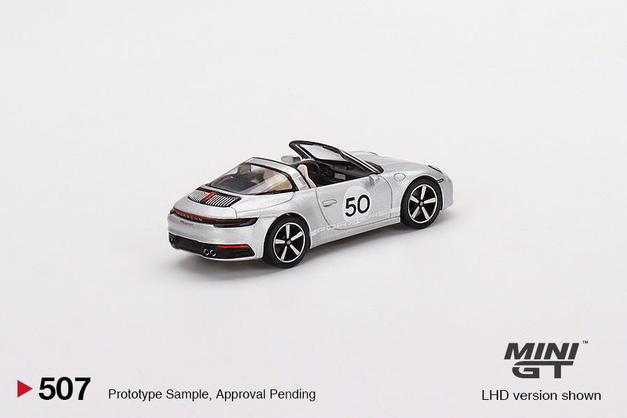 MiniGT 1:64 Porsche 911 Targa 4S Heritage Design Edition (GT Silver Metallic) – MiJo Exclusive #507