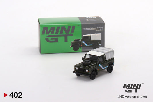 MiniGT 1:64 Land Rover Defender 90 Pickup Bronze Green – MiJo Exclusive #402