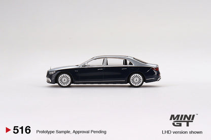 MiniGT 1:64 Mercedes Maybach S680 Cirrus Silver / Nautical Blue Metallic - MiJo Exclusive #516