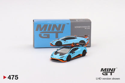 MiniGT 1:64 Lamborghini Huracán STO Blu Laufey – MiJo Exclusive #475