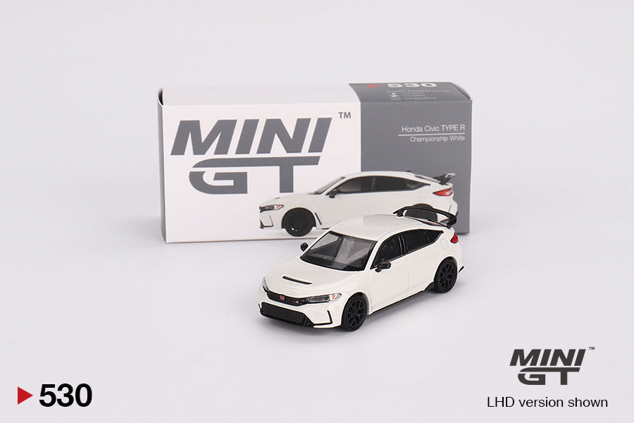 MiniGT 1:64 2023 Honda Civic Type R – Championship White – MiJo Exclusive #530