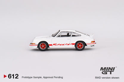 MiniGT 1:64 Porsche 911 Carrera RS 2.7 Grand Prix – White with Red Livery - MiJo Exclusive #612