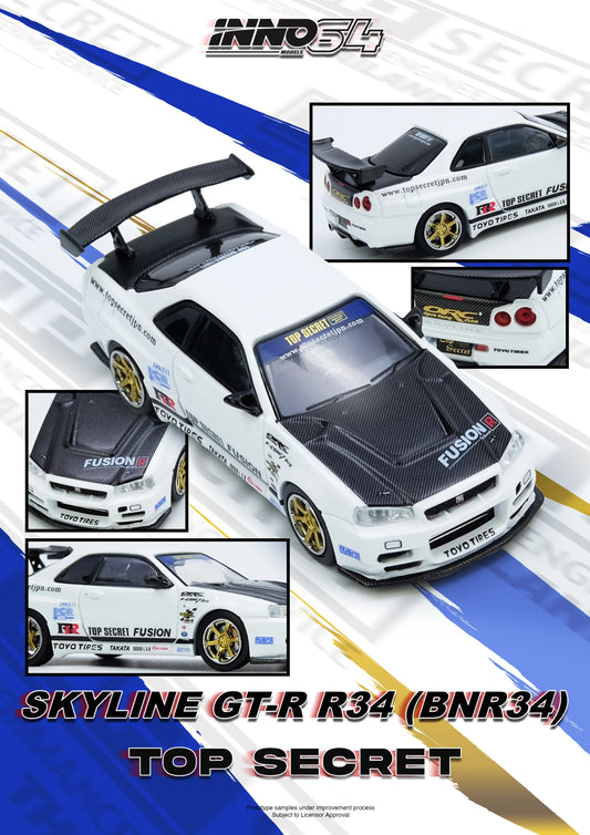 Inno64 1:64 Top Secret R34 GT-R - White