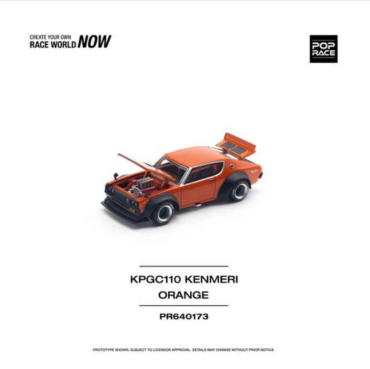 Pop Race 1:64 Nissan Skyline GT-R V8 Drift Kenmeri - Orange
