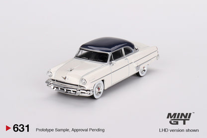 MiniGT 1:64 Lincoln Capri 1954 – Arctic White / Atlantic Blue- MiJo Exclusive #631