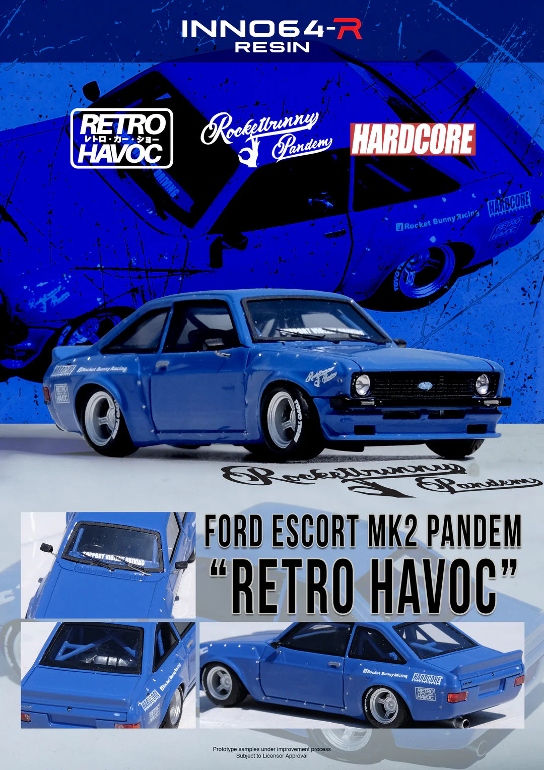 Inno64 1:64 Resin Model Ford Escort MK2 Pandem "Emotion" Retro Havoc - *2 Styles*