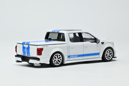 Funny Model 1:64 Ford F150 Super Snake - Oxford White With Blue Stripes