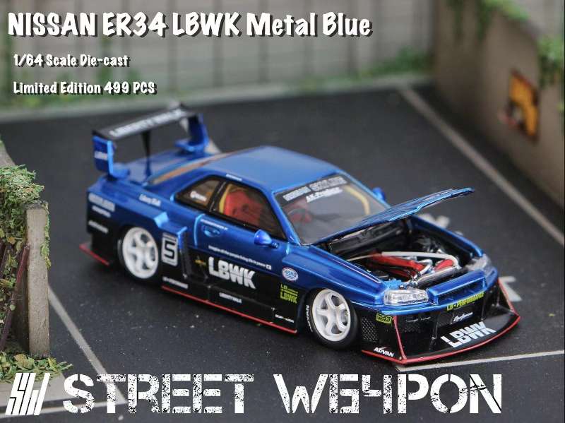 Street Weapon 1:64 LBWK Nissan Skyline ER34 LB Super Silhouette - Metallic Blue