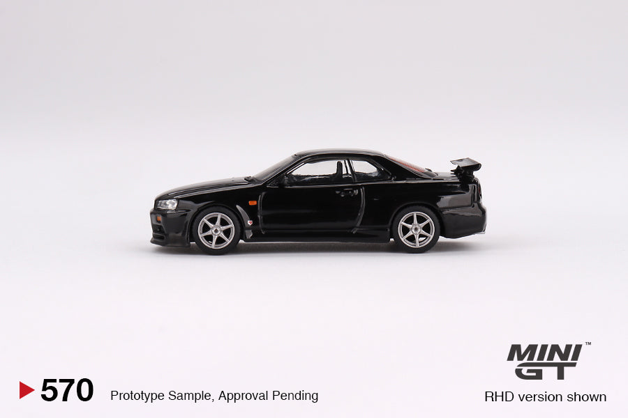 MiniGT 1:64 Nissan Skyline GT-R (R34) V-Spec – Black Pearl – MiJo Exclusive #570