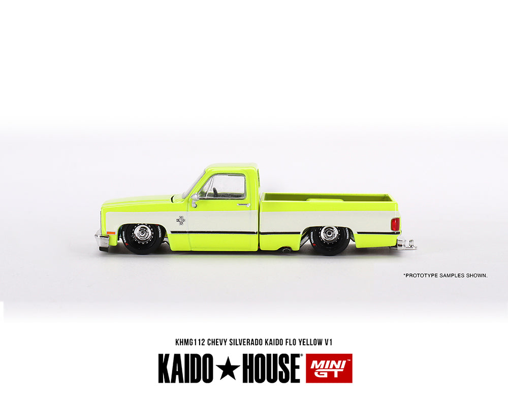 MiniGT X Kaido House 1:64 Chevrolet Silverado Kaido V1 – Bright Yellow Chrome