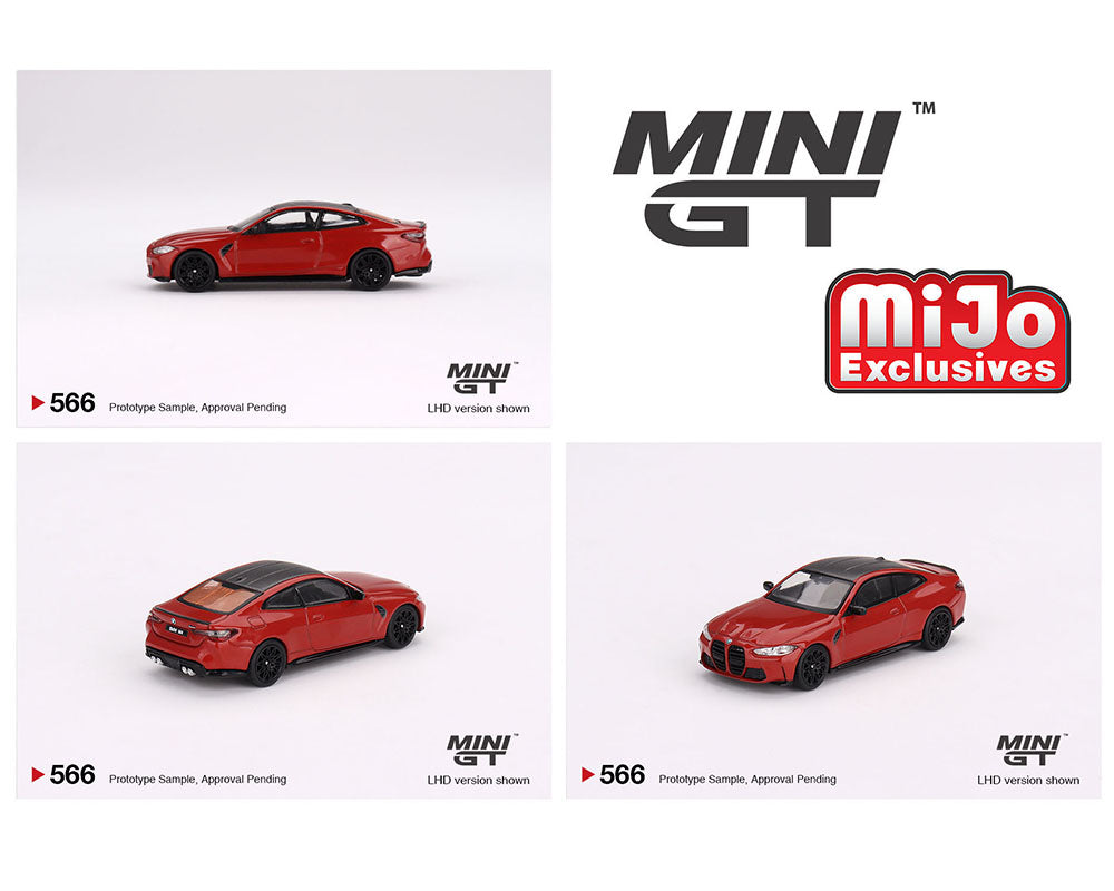MiniGT 1:64 BMW M4 Competition (G82) Toronto Red Metallic – MiJo Exclusive #566