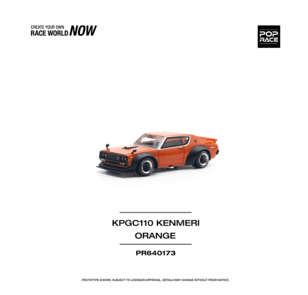 Pop Race 1:64 Nissan Skyline GT-R V8 Drift Kenmeri - Orange