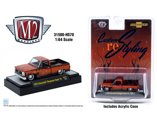 M2 Machines 1:64 1973 Chevrolet Cheyenne Super 10 Custom Re Styling – Brown w/ Flames – Hobby Exclusive