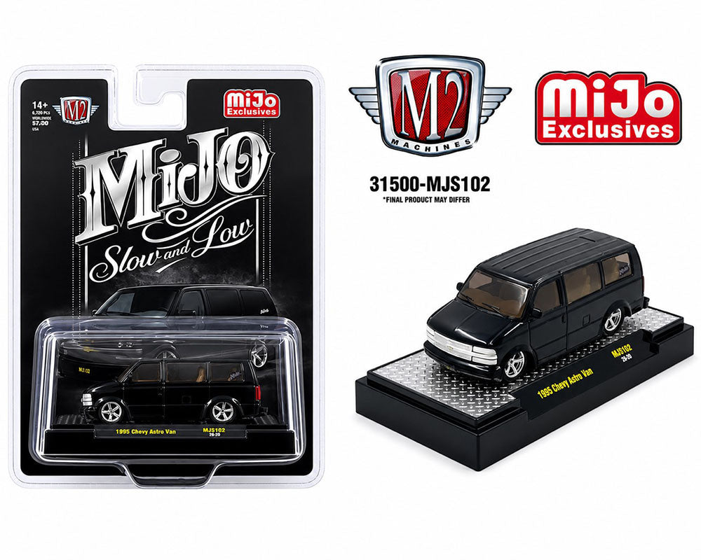 M2 Machines 1:64 1995 Chevrolet Astro Van Custom Slow & Low – Black – MiJo Exclusive