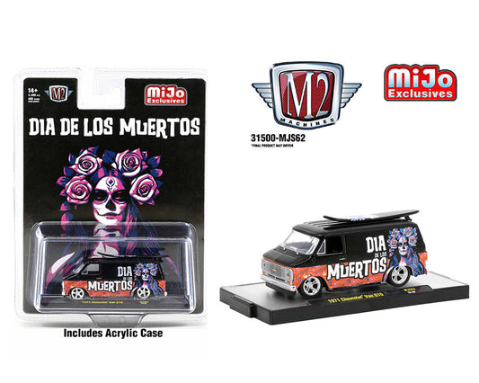 M2 Machines 1:64 1971 Chevrolet Van With Surf Board - Dia De Los Muertos