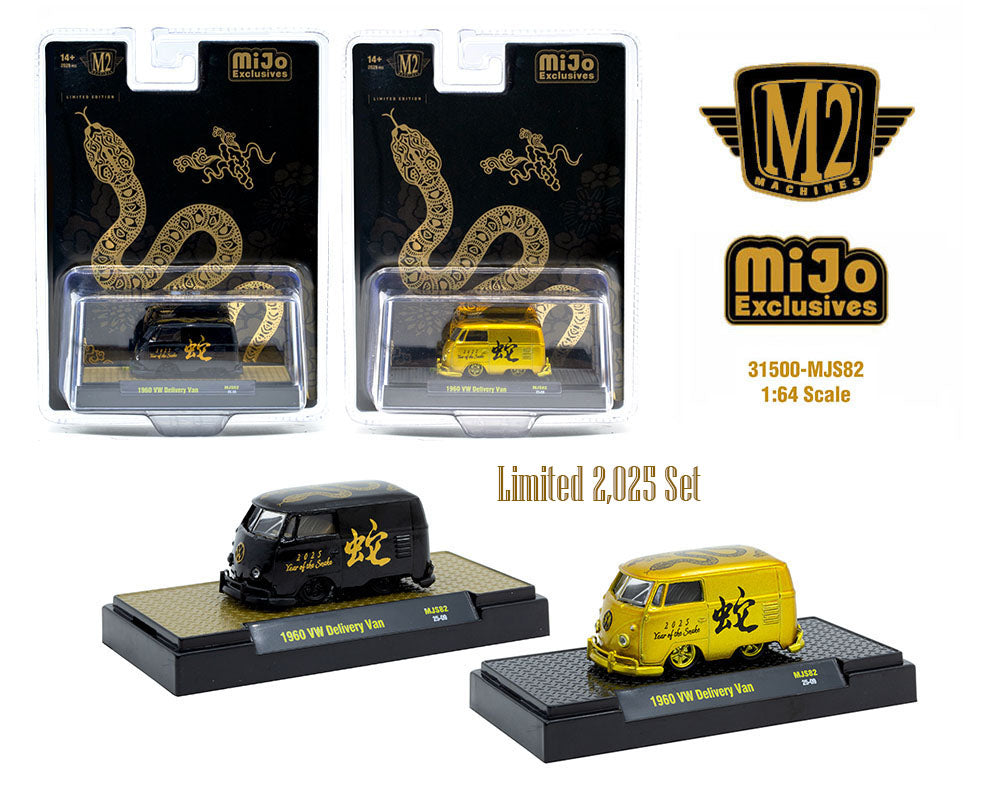 M2 Machines 1:64 1960 Volkswagen Delivery Van “2025 Year Of The Snake” PAIR