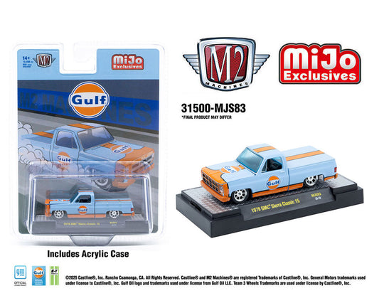 M2 Machines 1:64 1979 GMC Sierra Classic 15 Custom GULF – Blue – MiJo Exclusive Limited Edition