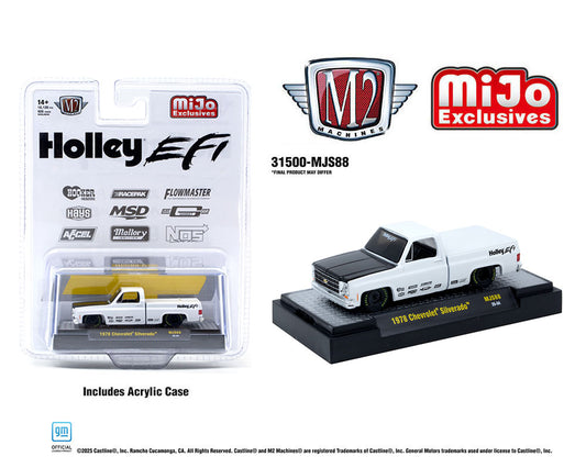 M2 Machines 1:64 1978 Chevrolet Silverado Holley Custom – White – MiJo Exclusive