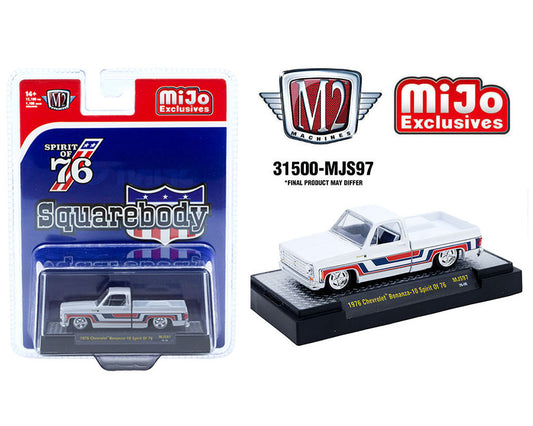 M2 Machines 1:64 1976 Chevrolet Silverado Bonanza - 10 SPIRIT OF 76 USA Special Edition – White