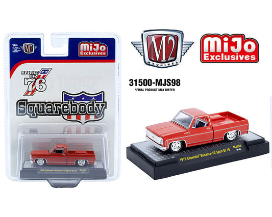 M2 Machines 1:64 1976 Chevrolet Silverado Bonanza - 10 SPIRIT OF 76 USA Special Edition – Red