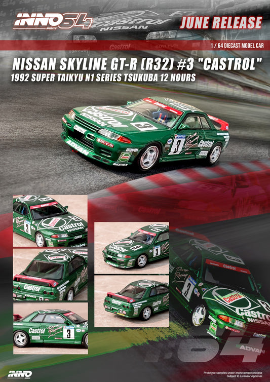 Inno64 1:64 Nissan Skyline GT-R R32 #3 "Team Castrol" Super Taikyu N1 Series Tsukuba 12 Hours 1992