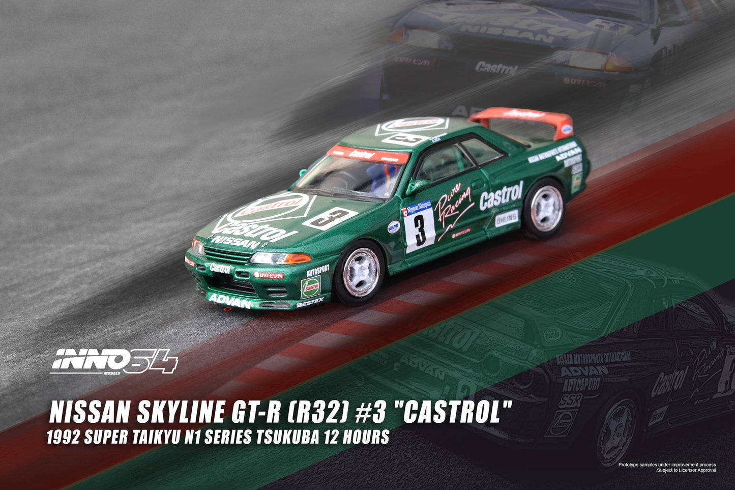 Inno64 1:64 Nissan Skyline GT-R R32 #3 "Team Castrol" Super Taikyu N1 Series Tsukuba 12 Hours 1992