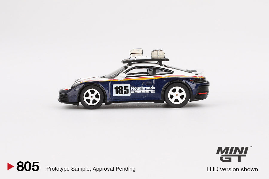 MiniGT 1:64 Porsche 911 Dakar Rallye Design Package White/Gentian Blue Metallic #805