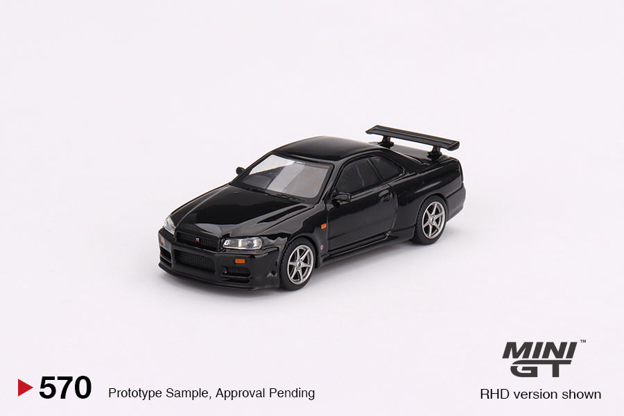 MiniGT 1:64 Nissan Skyline GT-R (R34) V-Spec – Black Pearl – MiJo Exclusive #570