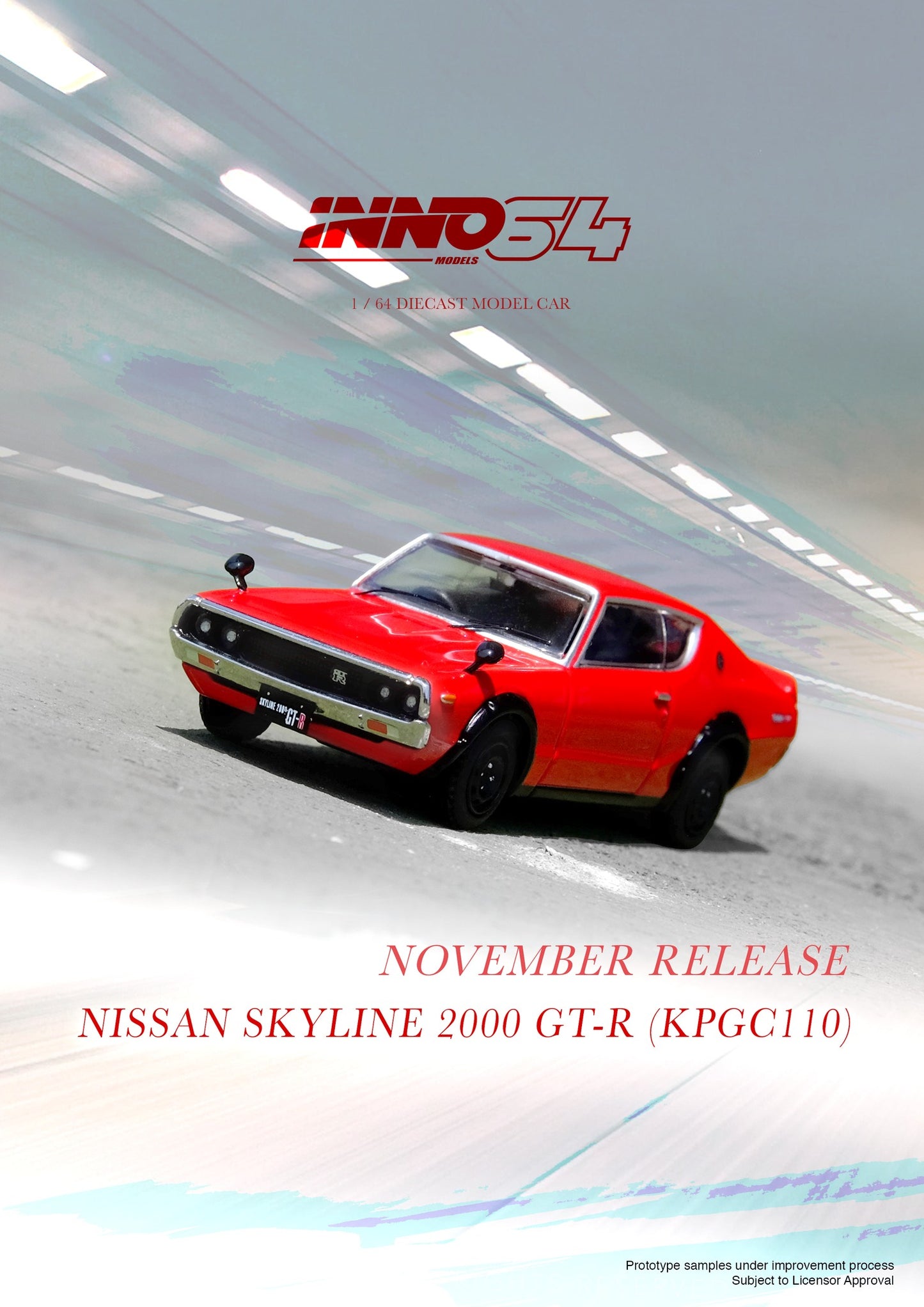 Inno64 1:64 Nissan Skyline 2000 GT-R KPCG110 - Red