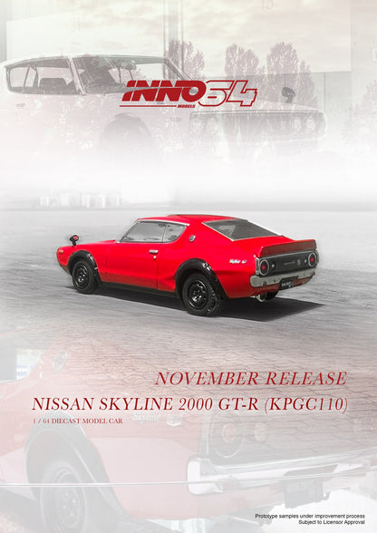 Inno64 1:64 Nissan Skyline 2000 GT-R KPCG110 - Red