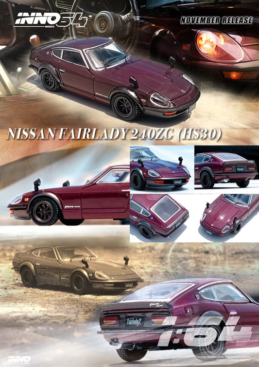 Inno64 1:64 Nissan Fairlady 240ZG (HS30) - Maroon