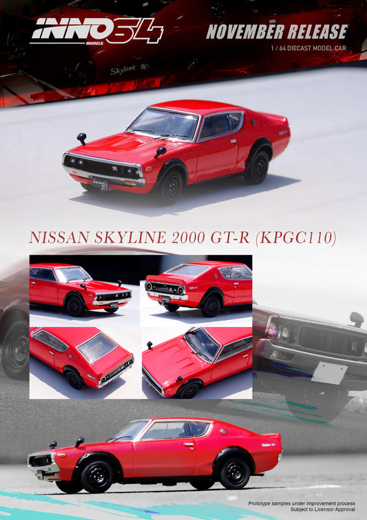 Inno64 1:64 Nissan Skyline 2000 GT-R KPCG110 - Red