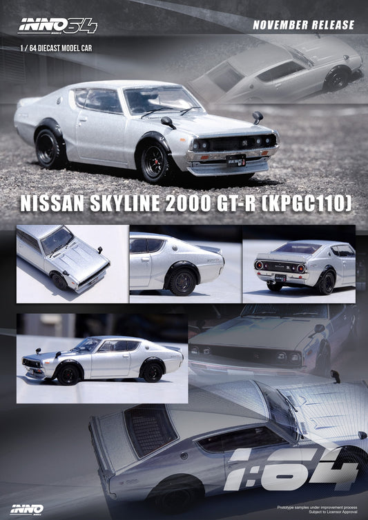 Inno64 1:64 Nissan Skyline 2000 GT-R KPCG110 - Silver