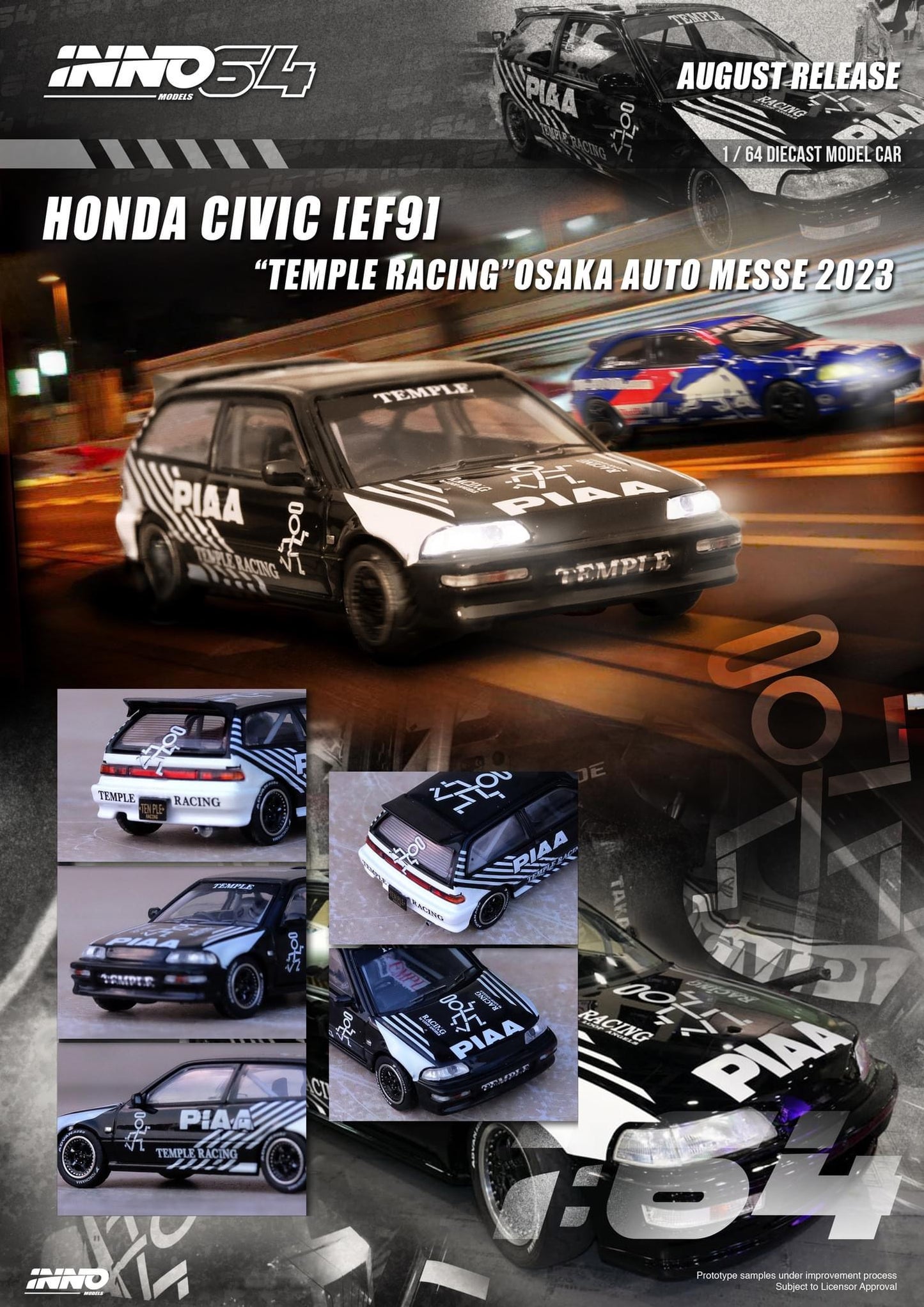 Inno64 1:64 Honda Civic EF9 Temple Racing Osaka Auto Messe 2023