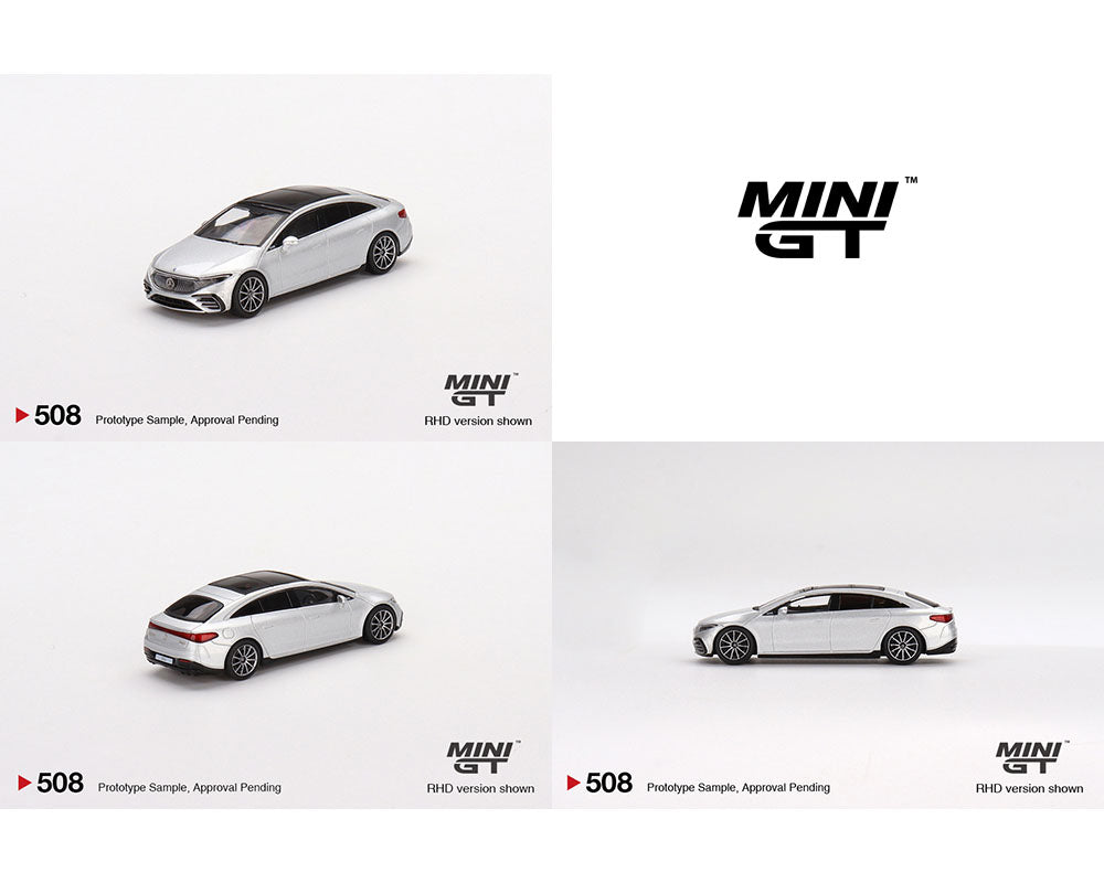 MiniGT 1:64 Mercedes-Benz EQS 580 4MATIC High Tech Silver Metallic - MiJo Exclusive #508