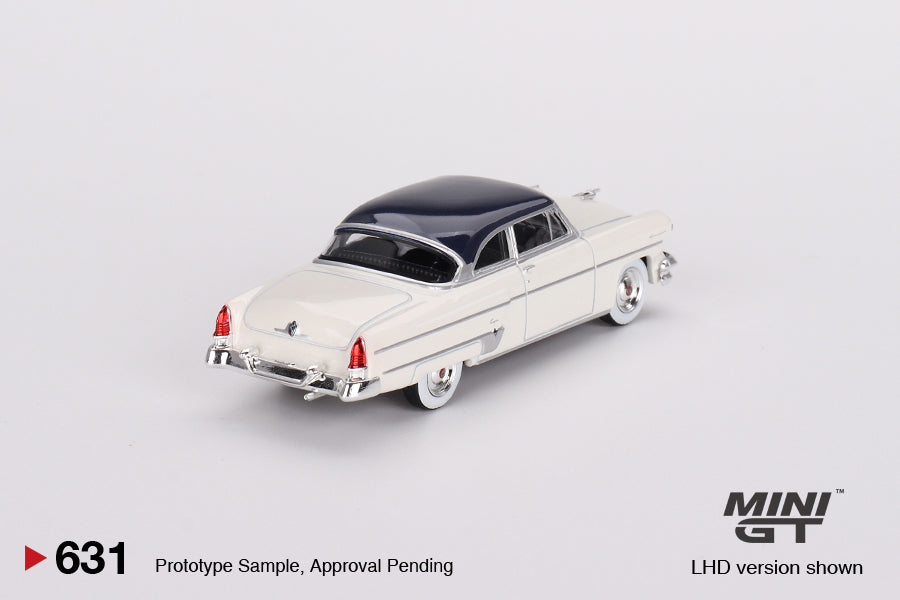 MiniGT 1:64 Lincoln Capri 1954 – Arctic White / Atlantic Blue- MiJo Exclusive #631