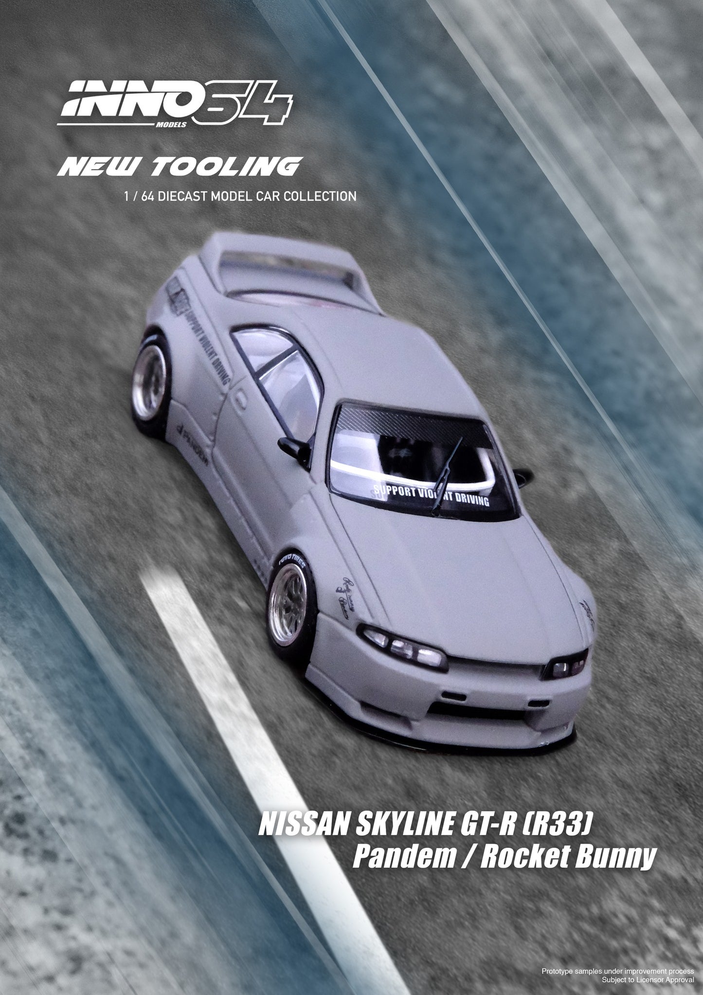 Inno64 1:64 Nissan Skyline GT-R R33 Pandem Rocket Bunny - Cement Grey Matte