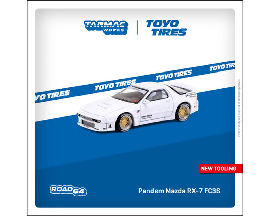 Tarmac Works 1:64 Pandem Mazda RX7 FC3S Toyo Tires – White