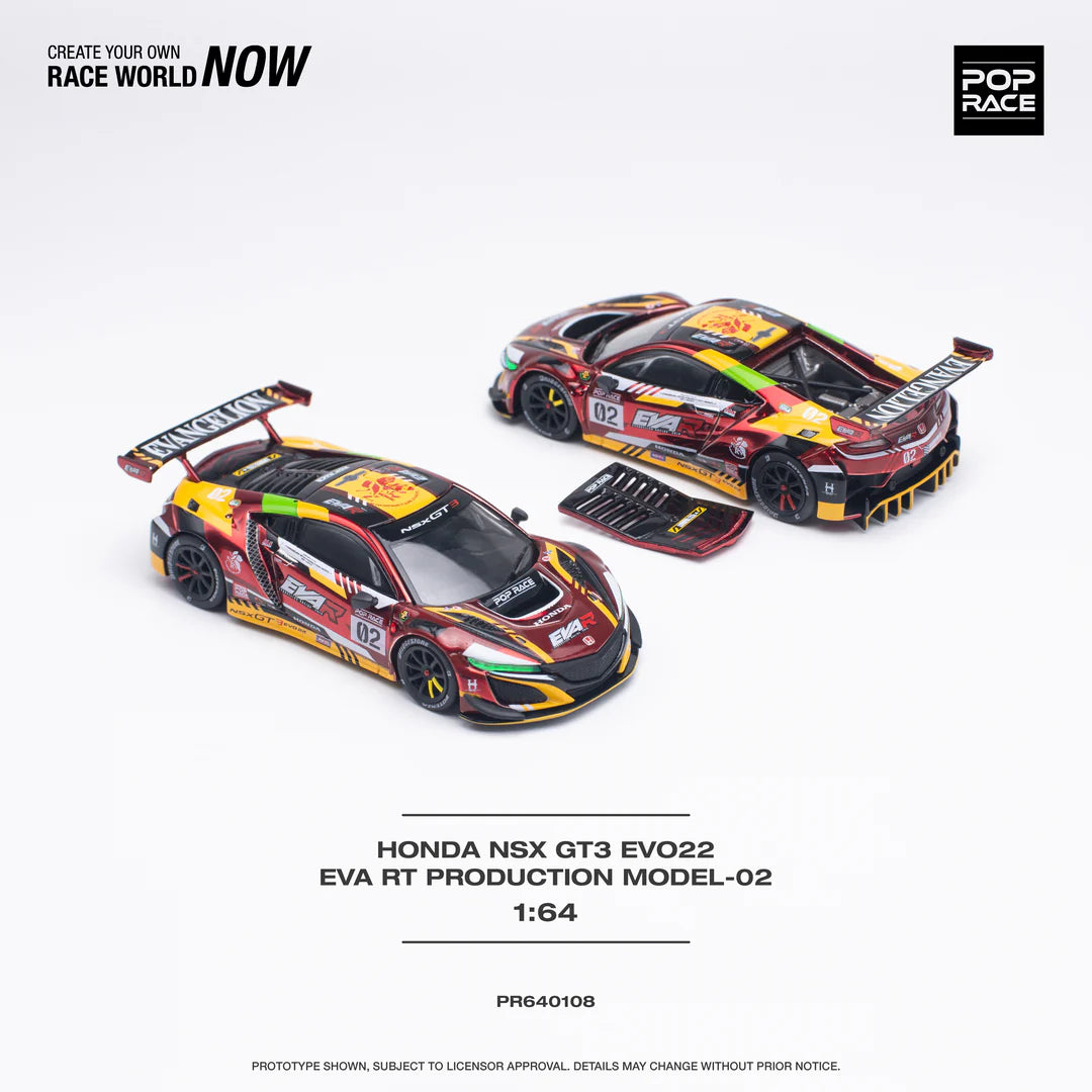 Pop Race 1:64 Honda NSX GT3 EVO22 EVA RT Production Model 02 - Red