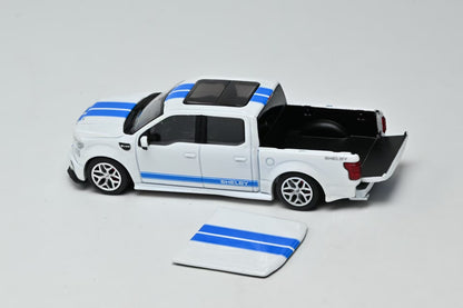 Funny Model 1:64 Ford F150 Super Snake - Oxford White With Blue Stripes