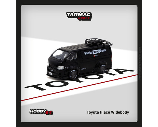 Tarmac Works 1:64 Toyota Hiace Widebody with Rack – Black – Hobby64