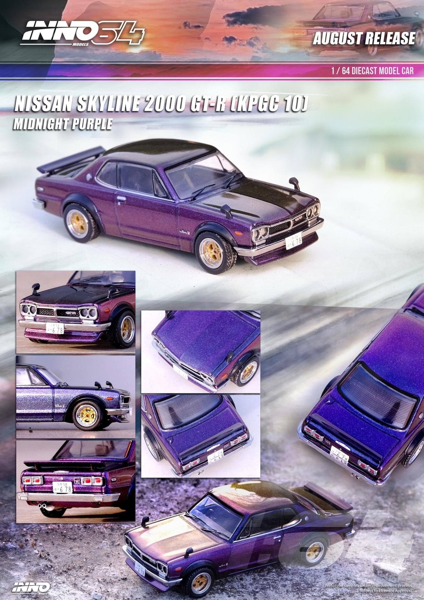 Inno64 1:64 Nissan Skyline 2000GT-R KPGC10 - Midnight Purple II