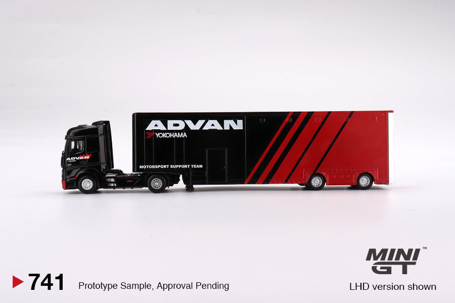 MiniGT 1:64 Mercedes-Benz Actros w/ Racing Transporter ADVAN - #741