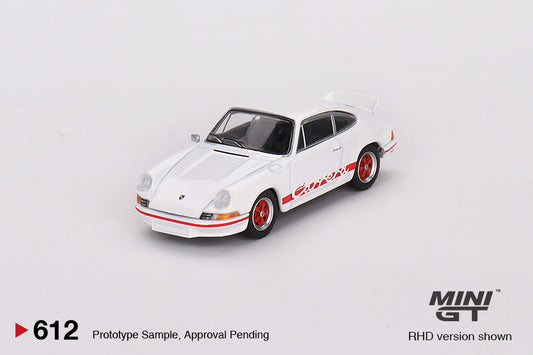 MiniGT 1:64 Porsche 911 Carrera RS 2.7 Grand Prix – White with Red Livery - MiJo Exclusive #612