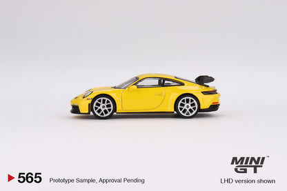 MiniGT 1:64 Porsche 911 (992) GT3 Racing Yellow – MiJo Exclusive #565