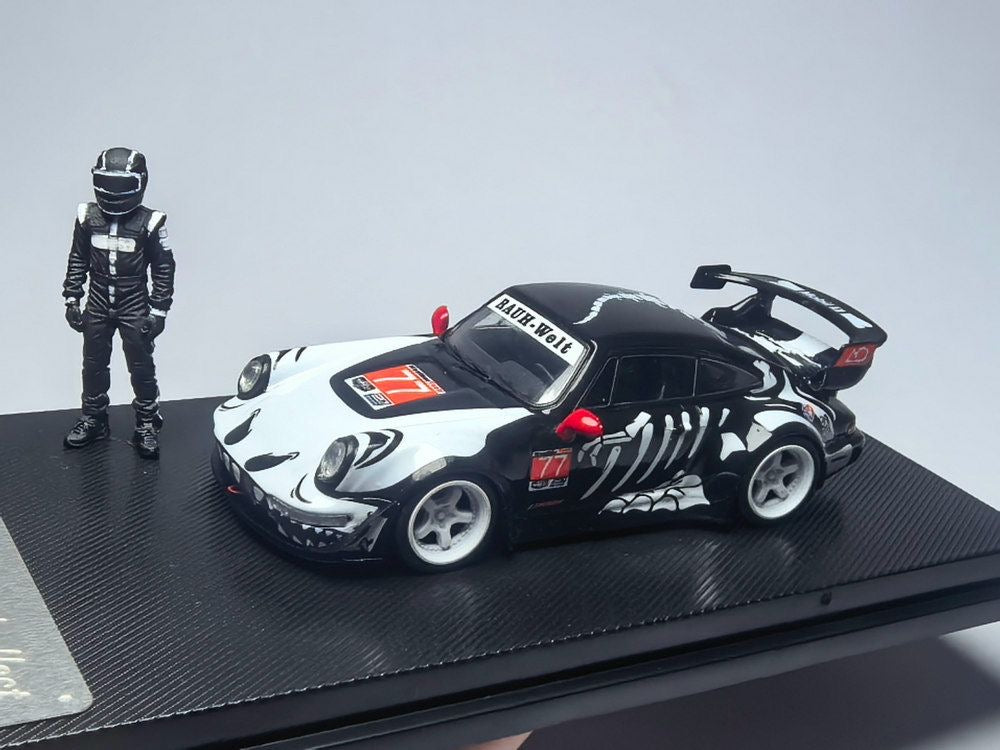 MyModelCollect 1:64 Porsche RWB 964 High Wing White Bone Dragon With Figure
