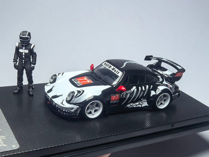 MyModelCollect 1:64 Porsche RWB 964 High Wing White Bone Dragon With Figure