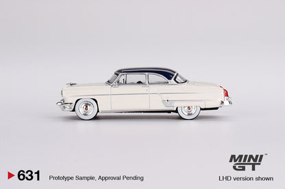 MiniGT 1:64 Lincoln Capri 1954 – Arctic White / Atlantic Blue- MiJo Exclusive #631